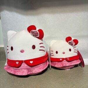 Hello Kitty Plush Lot of 2 with Red and Pink Accents Hearts Roses
